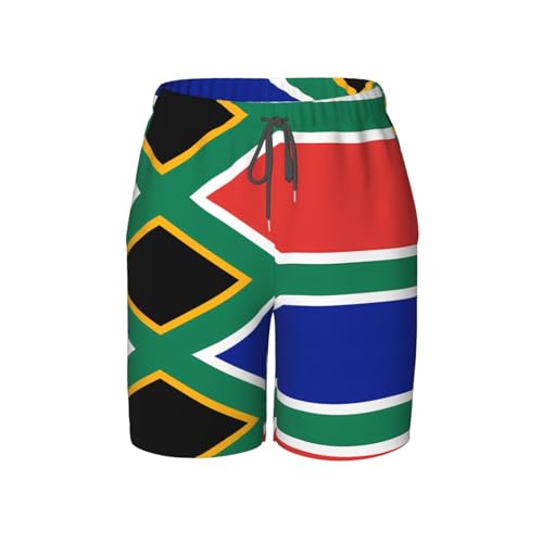 South Africa Flag Youth Beach Pants, Soft and Breathable, with Drawstring Waist, Suitable for Sports and Leisure.