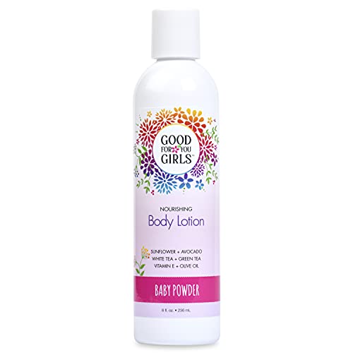 Good For You Girls Natural Body Lotion with Aloe, Avocado and Jojoba Oils. SLS, Vegan and Paraben Free (Baby Powder)