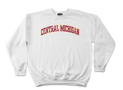 Central Michigan Chippewas 50/50 Blended 8-Ounce Vintage Arch Crewneck Sweatshirt, Medium, White