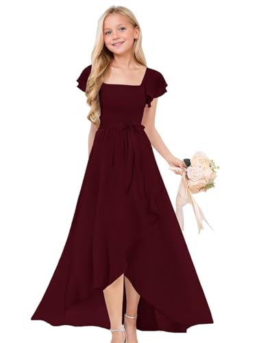 Maxianever Junior Bridesmaid Dresses for Teen Girls Chiffon Flower Girl Dress for Wedding Party Pageant Gowns
