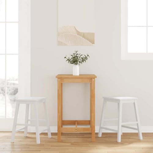 SooIarix Juego de 2 sillas de bar de madera maciza de caucho blanco, taburete de cocina con respaldo, taburete de bar resistente a la intemperie, para comedor, salón, silla de bar robusta al aire