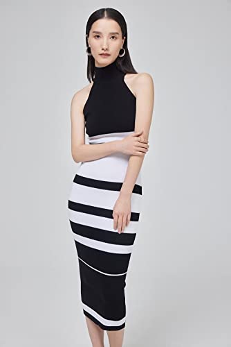 efvandoloe Sweater Dress for Women Sleeveless Crew Neck Patchwork Color Knitted Stretchable Slim Midi Dresses3