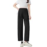 Women's Pregnant Women High Waist Elastic Fashion Double Lateral Drawstring Harem Loose Casual Pants,Black,XL