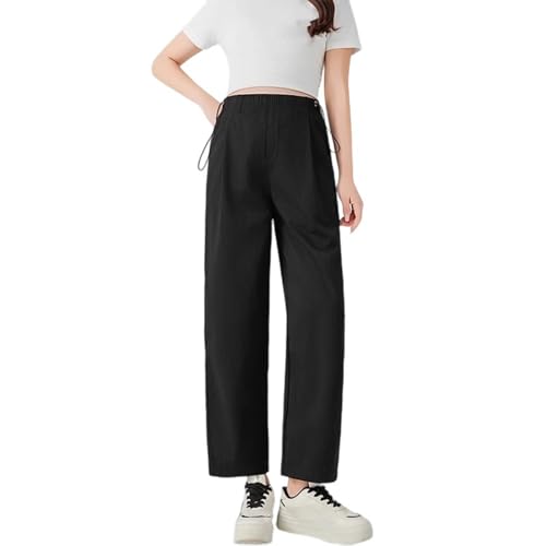 Women's Pregnant Women High Waist Elastic Fashion Double Lateral Drawstring Harem Loose Casual Pants,Black,XL