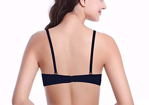 Image of Brachy Women's Polyamide Padded Underwire Seamless, Push-Up Bra (BCA ZLPU027 32B Glossy Midnight Glossy Midnight 32B)