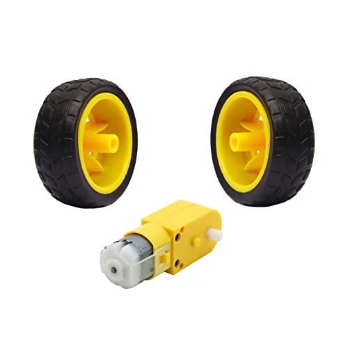 Image of Electronic spices 4PCs DC Electric Motor 3-6V Dual Shaft Geared TT Magnetic Gearbox Engine with 4Pcs Plastic Toy Car Tire Wheel, for DIY Robot Car & Smart RC Projects