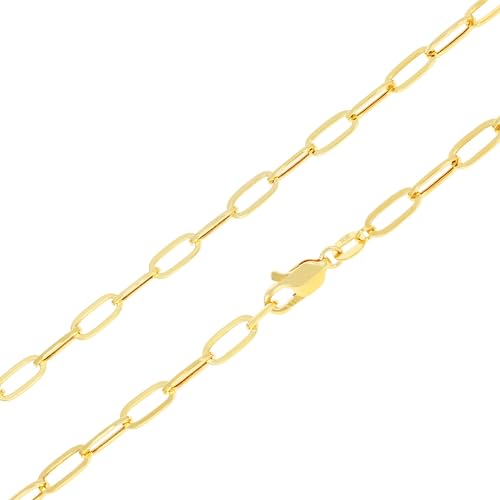 Nuragold 10k Real Yellow Gold Paperclip 4mm Elongated Cable Link Necklace (16