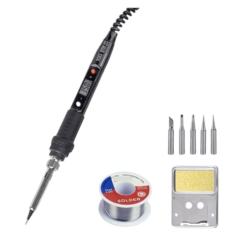 はんだごて セット 電気はんだごて 80W 温度調節可能 LCD 溶接ツール セラミックヒーター はんだごてヘッド 溶接修理ツール DIYや修理に多目的に使える(Black,SET 05)