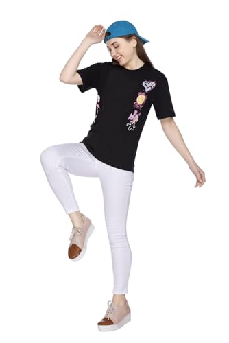 Image of Women Printed Drop-Shoulder Sleeves Oversized Pure Cotton T-Shirt (Combo of 2) |XS-XL Size