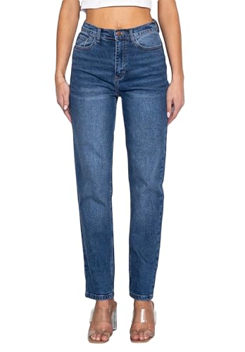 Vibrant Women’s Loose Mom Jeans – 90’s Vibe High Waisted