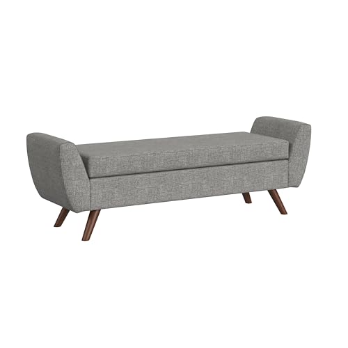 Image of HomePop 60 inch Modern Storage Bench with Wood Legs - Gray Woven