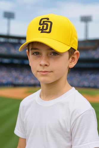 Gorra deportiva clásica ajustable amarillo/marrón para niños miniatura 3