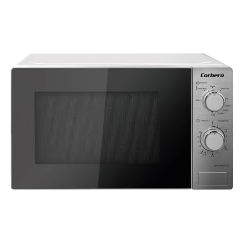 Corberó - Microondas con grill | CMICM6020GX | 700W | 20L | Gratinar y Asar | Descongelar | 9 Niveles Potencia | Temporizador | Plato Giratorio | 26x44x34 | Inox