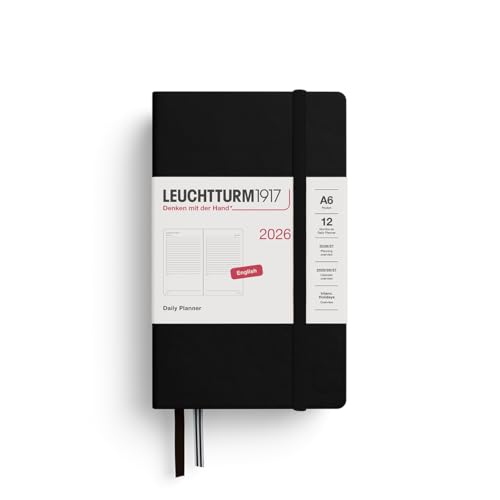 Agenda quotidien LEUCHTTURM1917 Pocket (A6) 2026, noir, anglais
