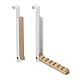 Relaxdays Türgarderobe klappbar 2er Set, zum Einhängen, Türhaken 6 Kleiderbügel, Metall & Holz, für 2 cm Türfalz, weiß