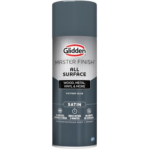 Image of Glidden Master Finish 12 oz. Satin Victory Blue Interior /Exterior All Surface Spray Paint and Primer