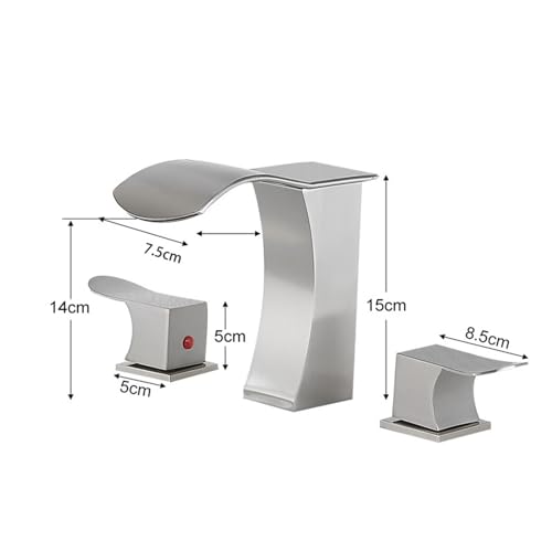 Robinet cascade 2 poignées pour lavabo 3 trous évitant les éclaboussures - 3