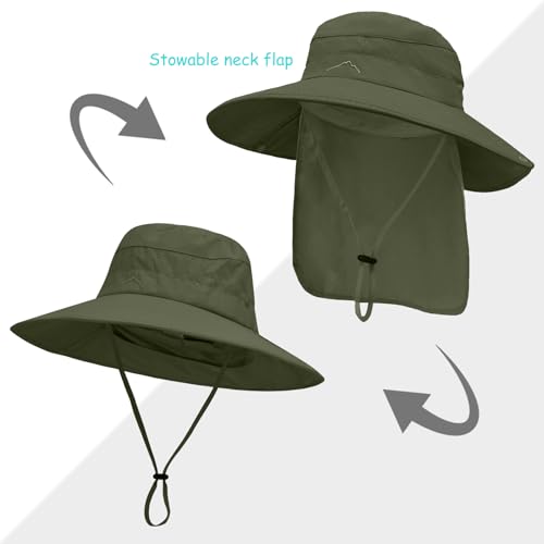 Image of Sun Hats for Men Women, UPF 50+ Protection Fishing Hat with Neck Flap