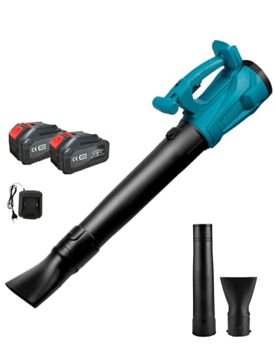 a.m.c. soffiatore a batteria, soffiatore professionale per foglie, 6 velocità regolabili dell'aria oltre a 130 km/h, 2 batterie da 42v 4000 mah, ideale per la cura e la manutenzione del giardino