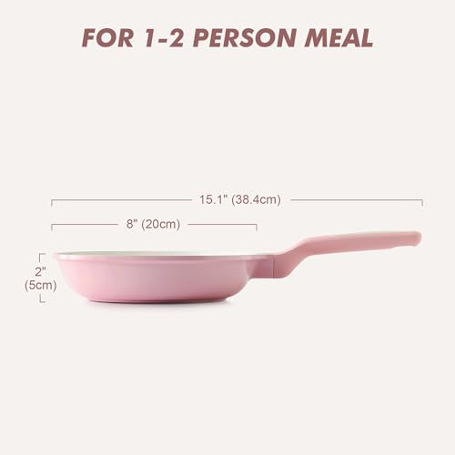 Image of SENSARTE Nonstick Ceramic Frying Pan 8-Inch, Healthy Non Toxic Skillet, Induction Compatible Omelet Pan with Heat Resistant Handle, PFAS-Free, Pink