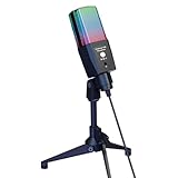 Hkfgdjdl Micrófono condensador USB de escritorio con luz LED, cancelación de ruido, micrófono de computadora de alta sensibilidad