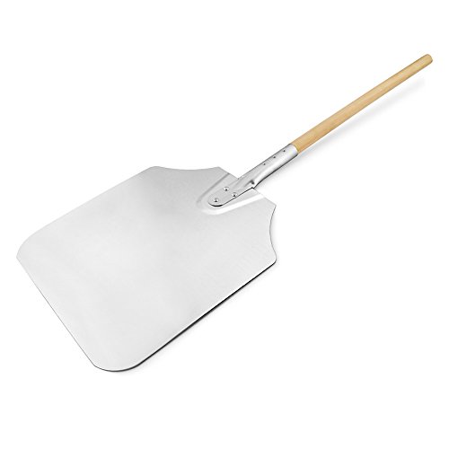 New Star Foodservice 50165 Aluminum Pizza Peel, Wooden Handle, 12 x 14 inch