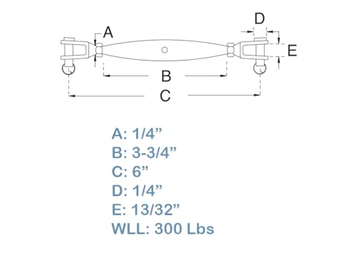 5 PC Tensores para Cables de Acero de Acero Inoxidable Marino 1/4" Quijada - Capacidad 300 Lbs miniatura 2