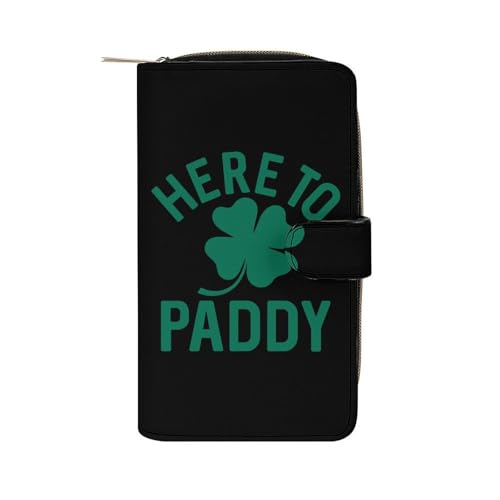 Here To Paddy Shamrock Long Wallet for Women Men Purses Coin Pouch Credit Card Holder Organizer