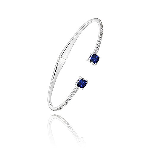 B. BRILLIANT Sterling Silver Genuine, Created Gemstone & Synthetic White Sapphire Cushion-Cut Stackable Cuff Bangle Bracelet4
