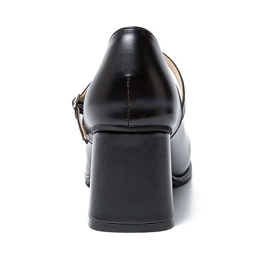 miss left Women Closed Square Toe Mary Jane Pump T-Strap Mid Block Chunky Heeled Comfy Party Work Dress Shoes Size 4-16 US2