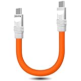chubbycable USB-C to USB-Cケーブル 短い 240W急速充電 ソフトシリコン製 高耐久性 Type-Cケーブル 高速データ転送コード iPhone 17/16/15シリーズ iPad 対応（オレンジ、0.5m）