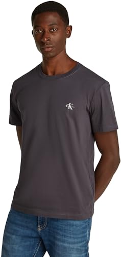 Calvin Klein T-shirt Maniche Corte Uomo Confezione da 2 Monologo Scollo Rotondo, Multicolore (Ck Black / India Ink), S - Immagine 3