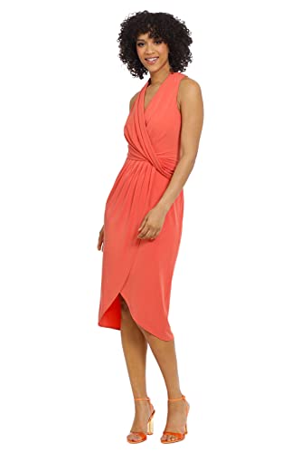 Maggy London Women's Sleek and Sophisticated Draped Bodice Wrap Look High Low Sheath Dress2