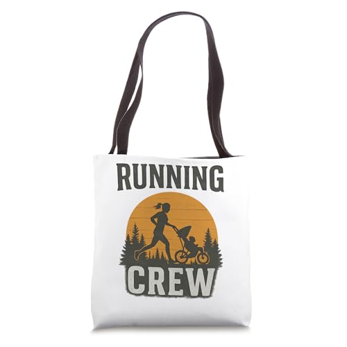 Runner Mother With Running Buggy Pram Stroller Park Jogging Tote Bag