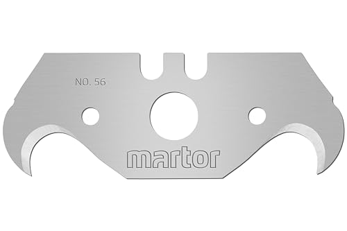 MARTOR 10 x lame crochue, lames de rechange cutter, couteau de sécurité, 19 mm, tranchante, Dans distributeur, utilisable 2 fois, n° 56