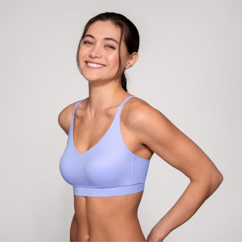 Image of Floatley Cozy Adjustable Scoop Neck Plunge Convertible Bra Comfort Wirefree Seamless Bra with Embedded Pad for Women
