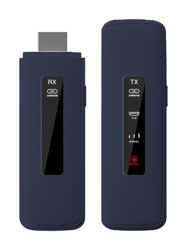 Wireless HDMI Transmitter and Receiver, Plug and Play Portable 2.4G/5G Wireless HDMI to HDMI Extender Kit with LED Display Screen Support 1080P, Suitable for Streaming Video and Audio,100FT