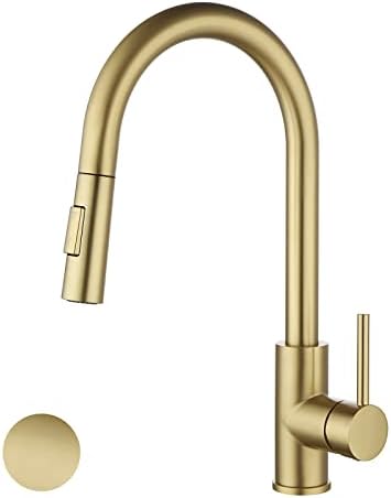 Havin Gold Kitchen Faucet with Pull Down Sprayer, High Arc Stainless Steel Material, Without Deck Plate,Fit for 1 Kitchen Sink or Laundry Sink,cUPC Ceramic Cartridge,Brushed Gold Color HV501G