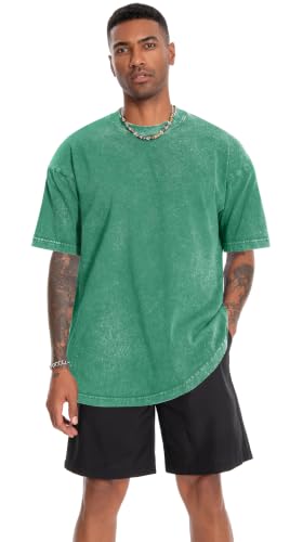 Image of Oversized Tshirts for Men Short Sleeve Vintage Washed Basic Loose Tees
