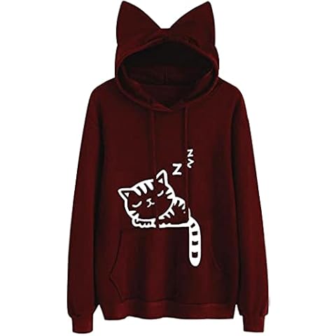 Fronage Teen Girls Hooded Sweatshirt Womens Long Sleeve Cute Hoodies Pullover Tops, Y a Wine, Large Cover