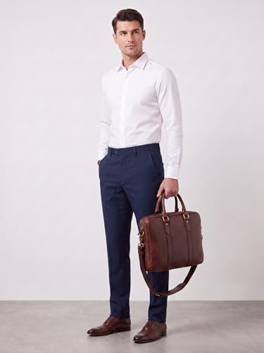 Image of Mehrang Men's Slim Fit Casual Mid Rise, Cotton Blend Trousers, Side Pockets || Classic Slim Fit Chino Pants || Business Casual Dress Trousers
