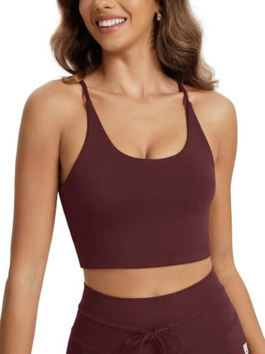 Image of ODODOS Halter Sports Bra for Women Non Padded Strappy Cropped Tops Workout Yoga Crop