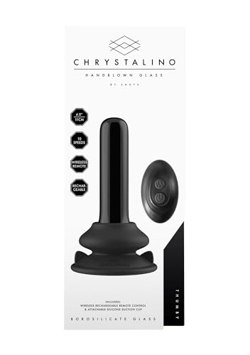 Shots Chrystalino Vibrante - Thumby Rechargeable 10 Speed Glass Vibrator With Suction Cup And Remote - Black