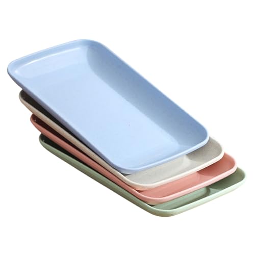 Set 4 Platos Rectangulares para Sushi de Paja de Trigo
