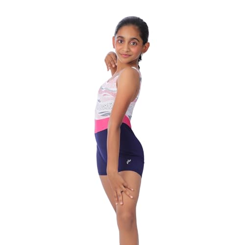 Image of IKAANYA Girls Unitard or Biketard for Gymnastics, Dance, Acrobatics or Swimming (Ages 3-15)