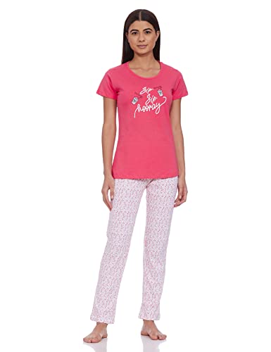 Image of Rupa Women's Cotton Hearts Pajama Set Pack of 1 (1353A02-SALMON-XXL Salmon 2XL)