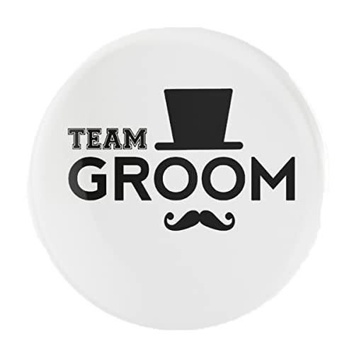 Image of Team Groom badges|Wedding badges (props) for Team Ladkewale and family|Batches for Wedding, Bachelor /Reception Party and Events|Groom squad badge|Multicolo|Size 58mm