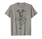 I cuccioli di cane portano armonia. Tranquillo cane italiano levriero cane razza yoga cucciolo meditazione in yoga albero vrikshasana posa design.