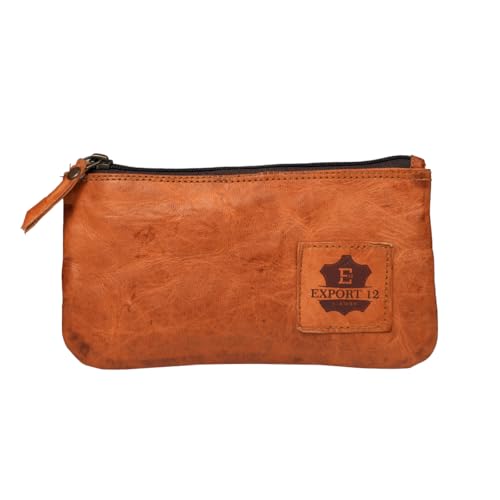 EXPORT 12 Vintage Leather Pencil Case - Brown Leather, Small Pencil Case, Elegant Pen Pouch