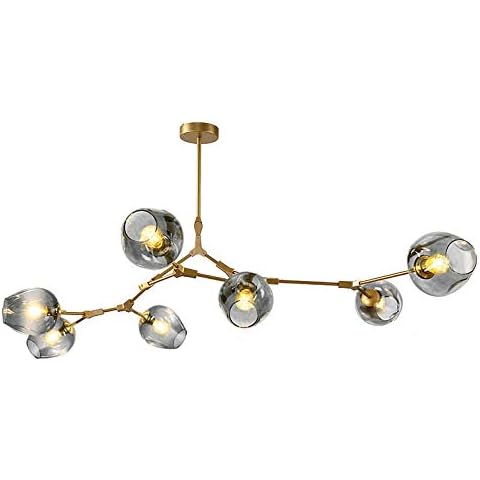 CCSUN Nordische Glaskugel Kronleuchter Verstellbare Höhe,Matt-schwarz Sputnik Kronleuchter Cover